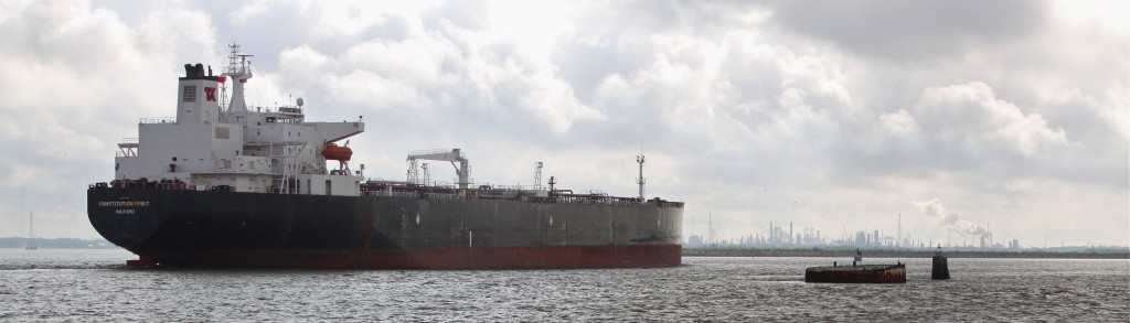 An oil tanker in Galveston Bay. (Photo courtesy Roy Luck via Creative Commons Licensing)