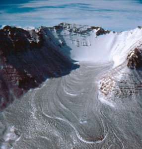 Helicopter View of Antarctica's Mullins Valley 