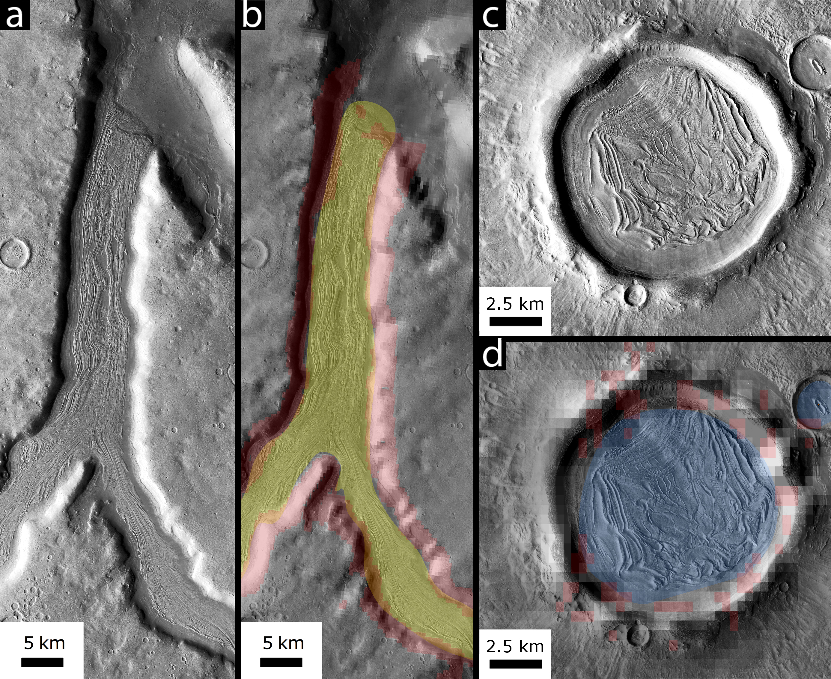 Diagrams showing the erodable area on Mars. 