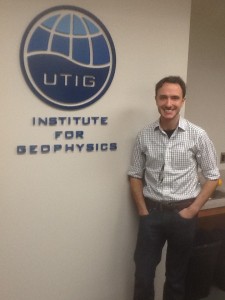 Dusty Schroeder by the UTIG logo