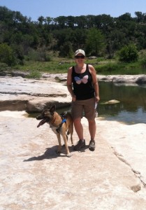 Belinda Jacobs and her dog at Pedernales Falls