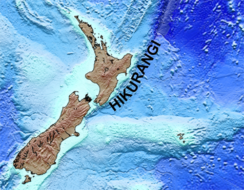Map of the Hikurangi margin off North Island, New Zealand