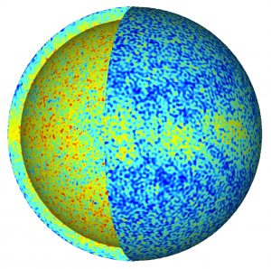 Three-dimensional cut-out of the temperature field in a Europa-like global ocean convection model. Red and blue indicate warm and cold temperatures, respectively. Credit: Krista Soderlund.