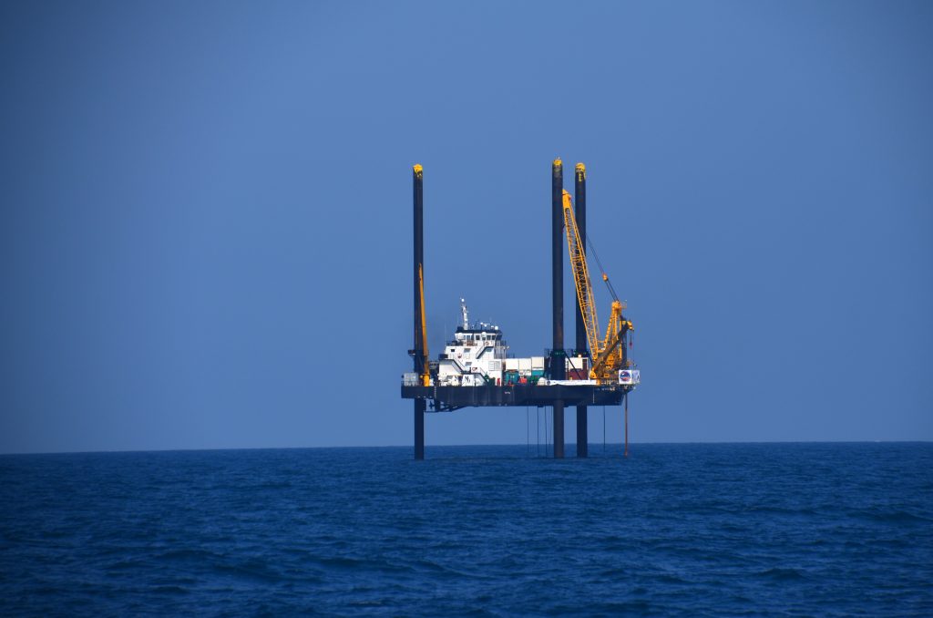 Photo of a drilling rig at sea
