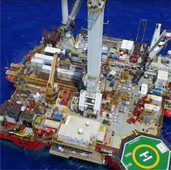 An oil platform from above