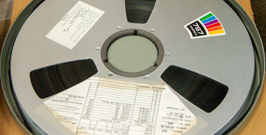 Close up of a large tape reel.