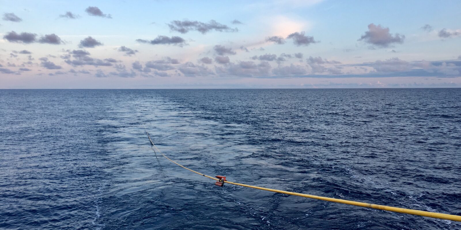 A photo of a seismic streamer in the Pacific ocean.