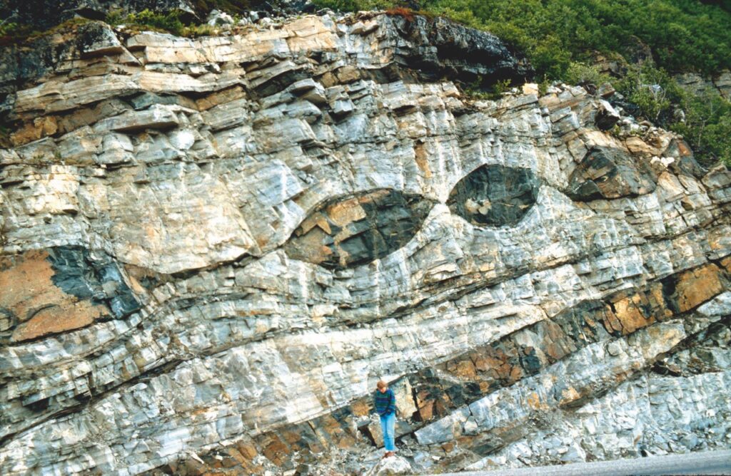 Layers of rock in a hillside