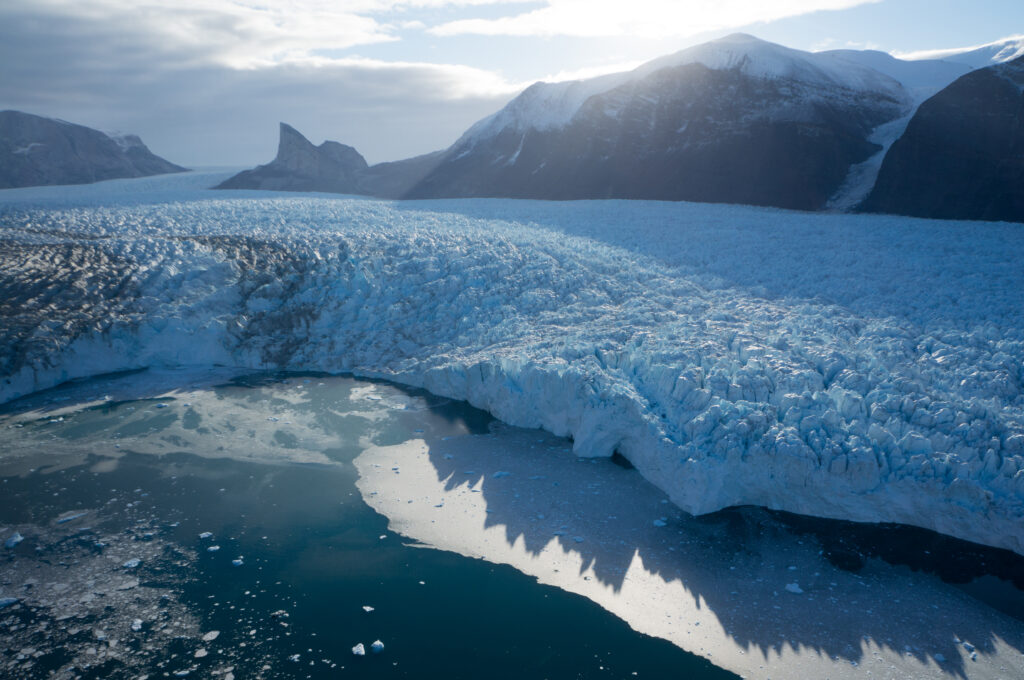 Looking down on where the ice meets the ice.