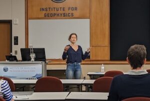 Picture of Daphne in the seminar room during her talk