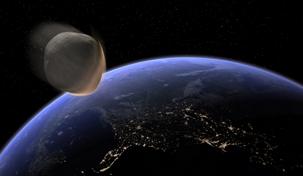 An asteroid approaches Earth