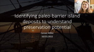 Slide from talk: Identifying paleo-barrier island deposits to understand preservation potential