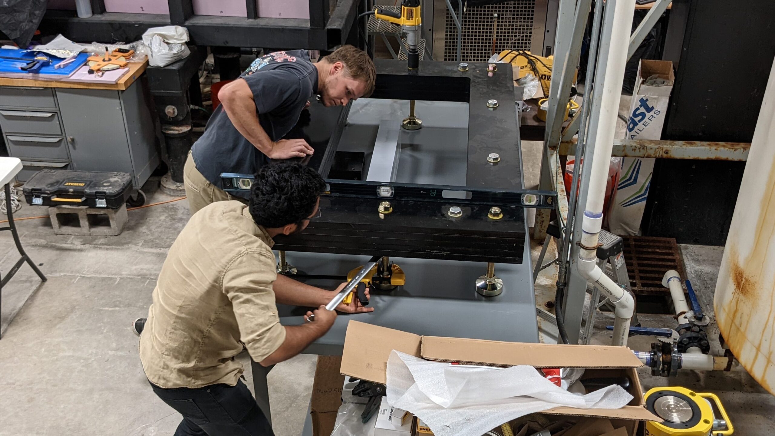 Scientists constructing the earthquake machine