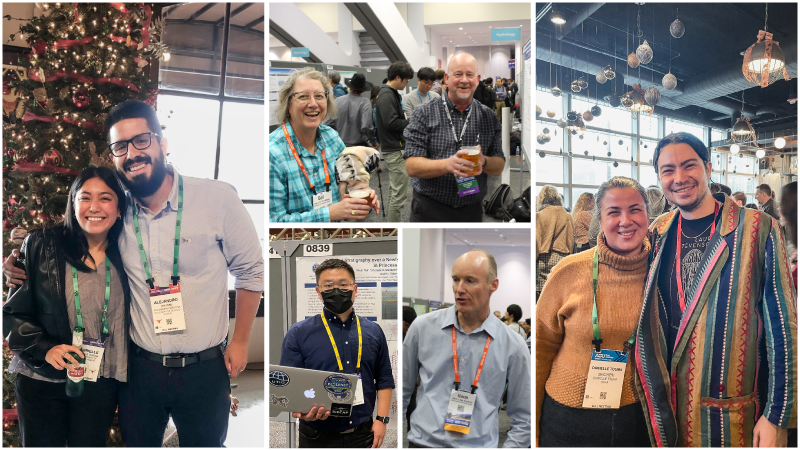 Collage showing happy scientists at AGU