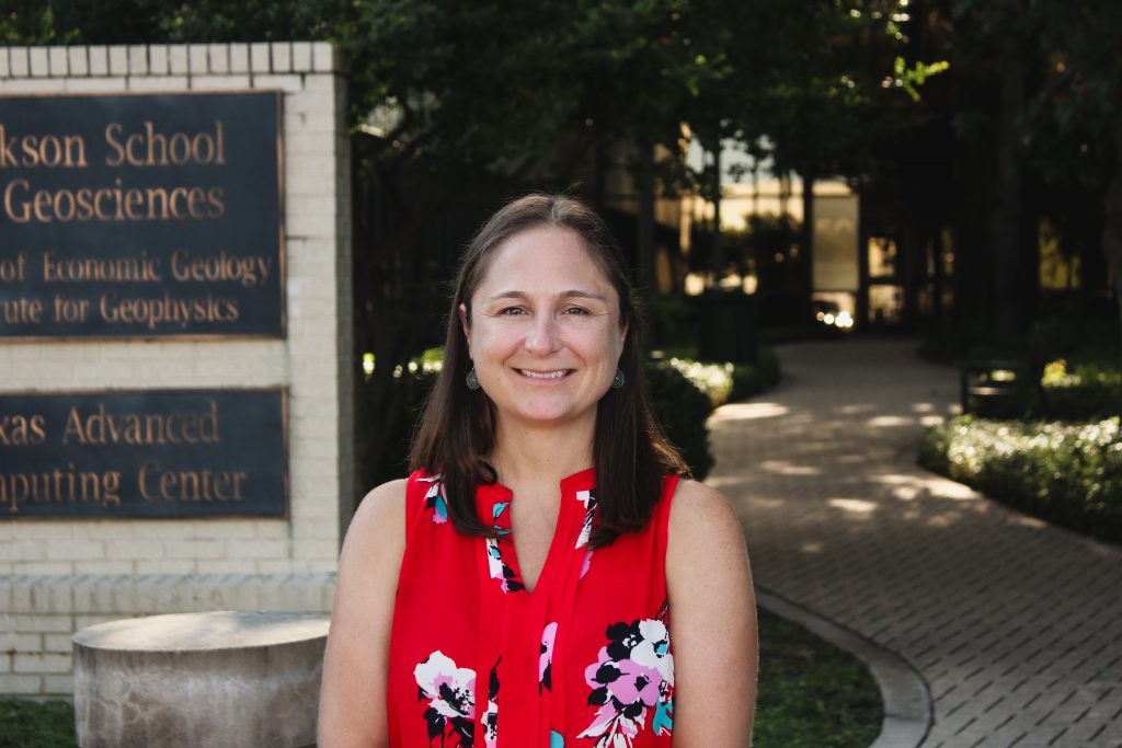 Portrait photo of Krista outside the UTIG building