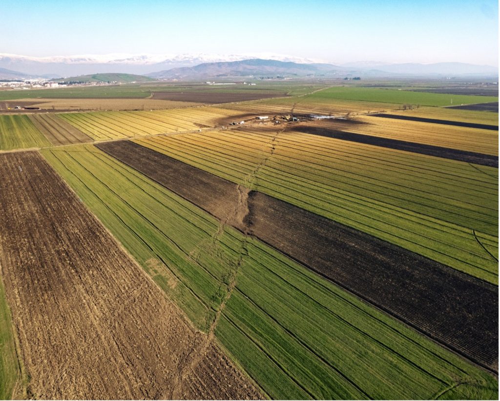 Aerial photo of agricultural landscape.