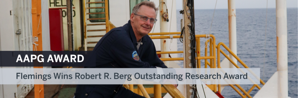 Banner reads: Peter Flemings Wins Robert R. Berg Outstanding Research Award