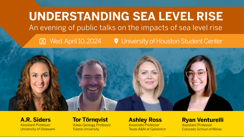 Poster reads: Understanding Sea Level Rise. An evening of public talks on the impacts of sea level rise.