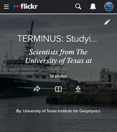 Cover slide showing Flickr logo and text with the name TERMINUS and an image from the album.