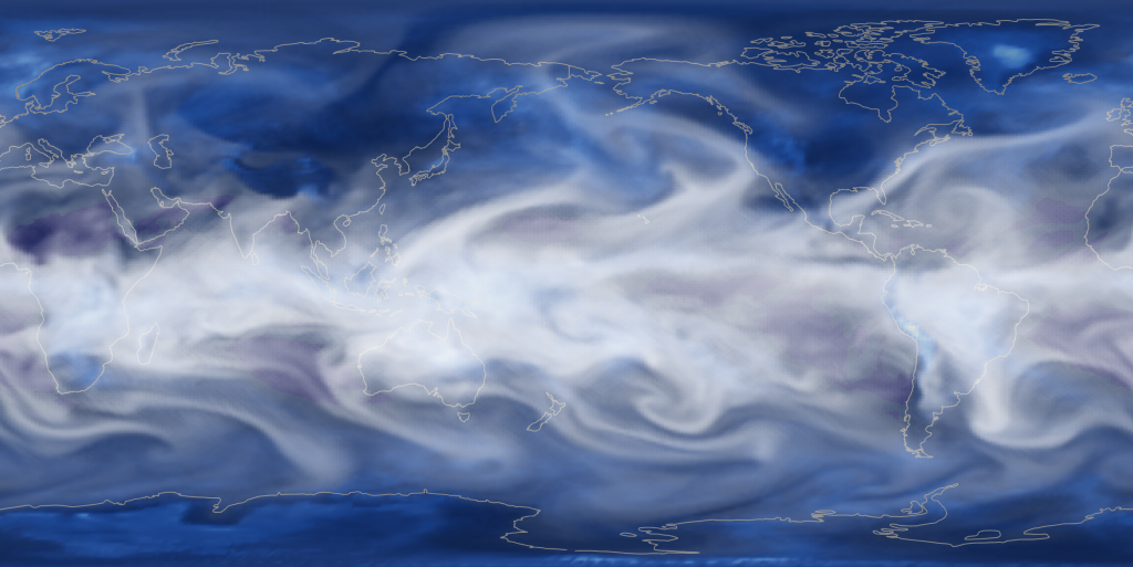 Graphic of the world showing swirling humidity patterns