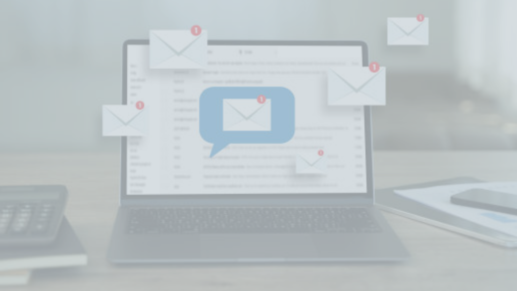 Stock image of a laptop, showing a variety of email-notifications.