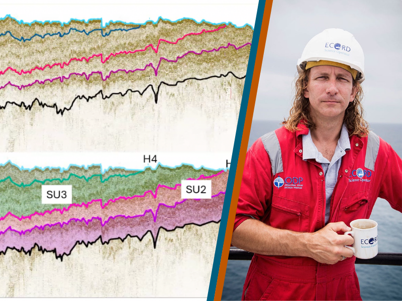 Picture of a colorful map (left), alongside a picture of Sean (right).