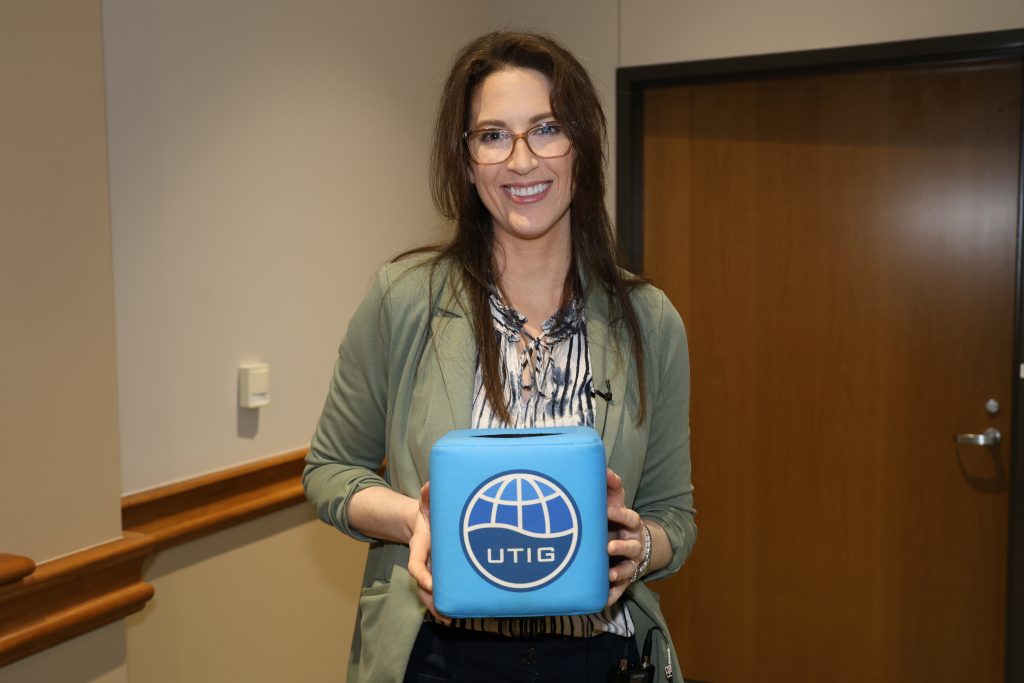 holding the UTIG cube
